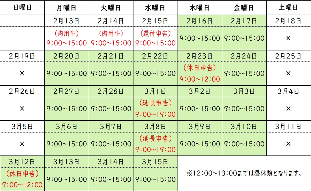 申告日程２